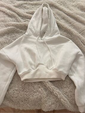 Fashion Nova Cream Cropped Hoodie